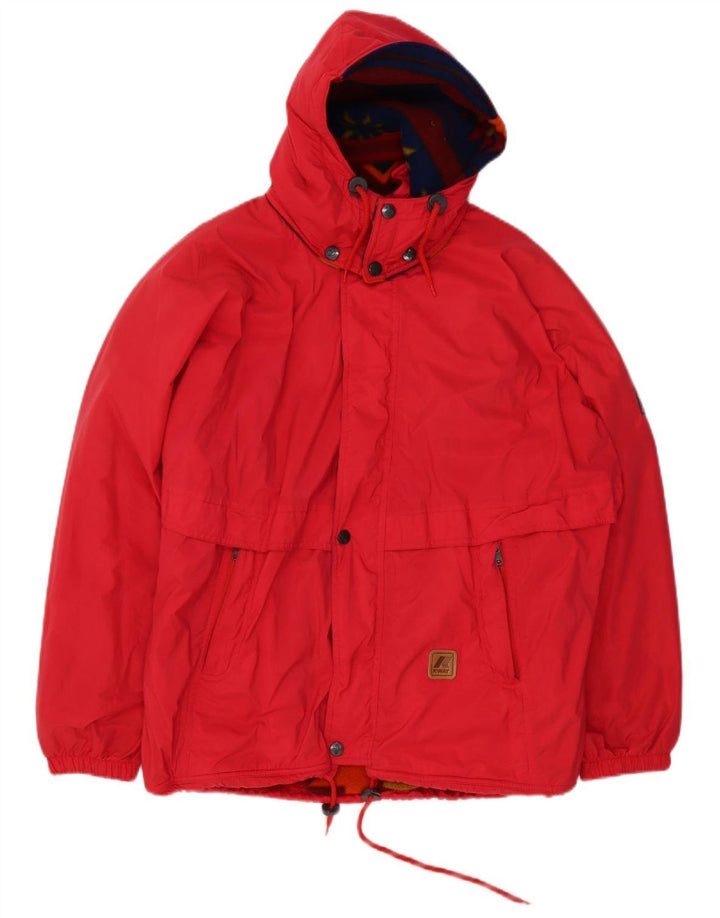 K-WAY Womens Oversized Hooded Windbreaker Jacket UK 14 Medium Red