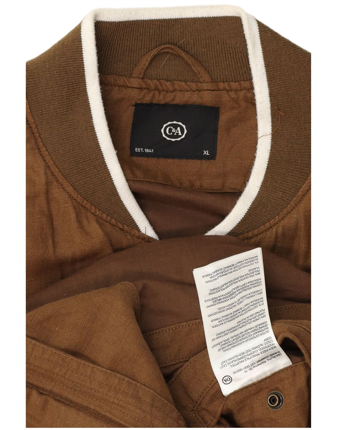 C & A Herren Bomberjacke UK 42 XL Braune Baumwolle