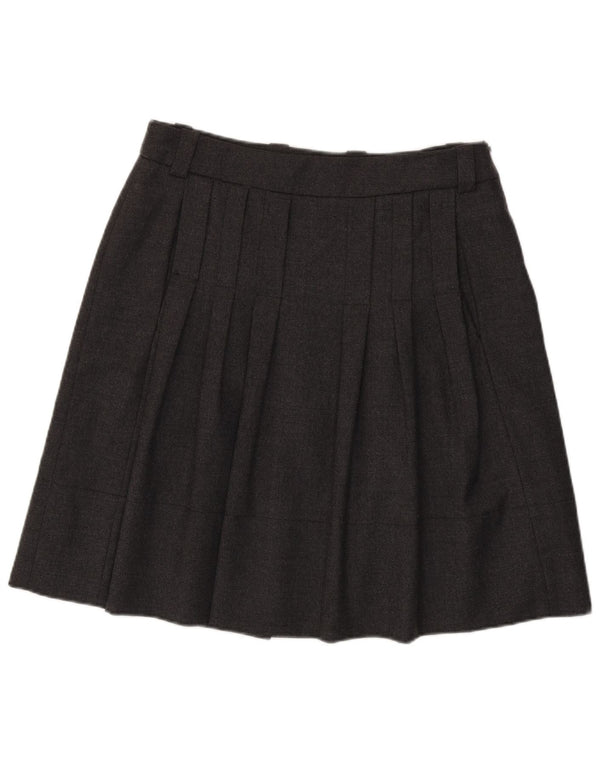 Henry Cottons Damen Faltenrock IT 46 Large W36 Graue Schurwolle