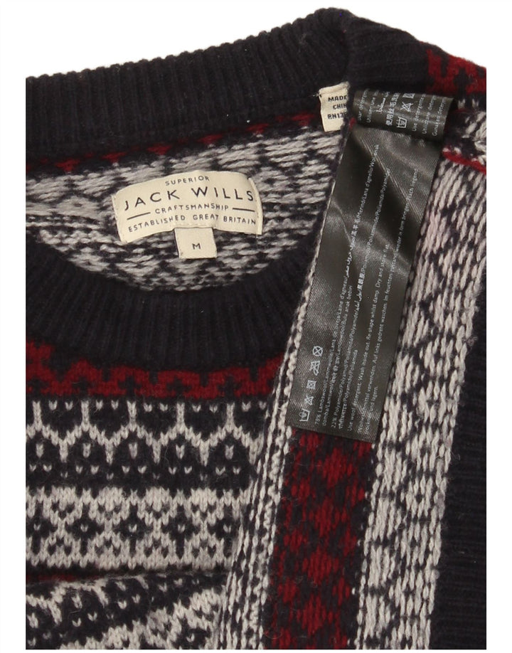 Jack Wills Herren-Pullover mit Rundhalsausschnitt, mittleres Marineblau, Fair Isle-Muster