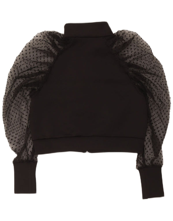 Zara Damen Crop Cardigan Top UK 10 Small Schwarz Polyester
