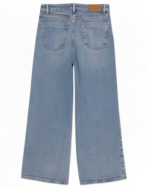 Zara Womens High Rise Wide Leg Jeans EU 36 XS W26 L27 Blue