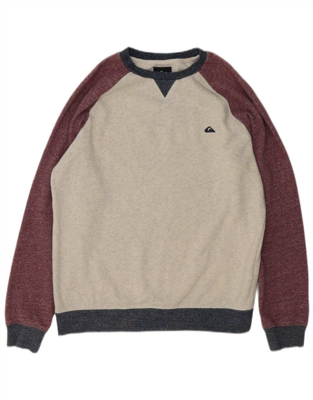 Quiksilver Herren-Sweatshirt-Pullover aus Baumwolle in mittlerem Burgunderrot mit Farbblockdesign