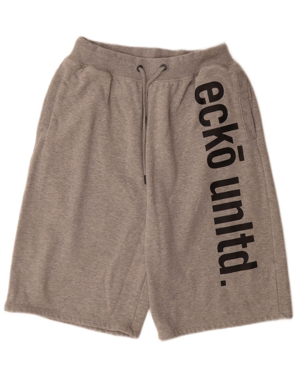 Ecko Unltd Damen Graphic Sport Shorts UK 22 3XL Grau gefleckte Baumwolle
