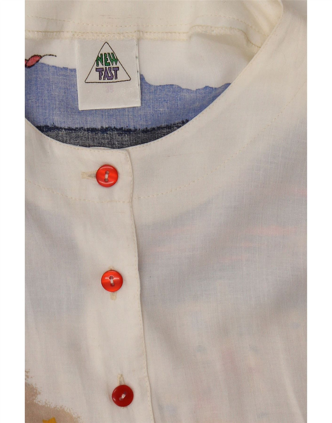 New Fast Womens Oversized Graphic Shirt Bluse EU 36 Small Weiß