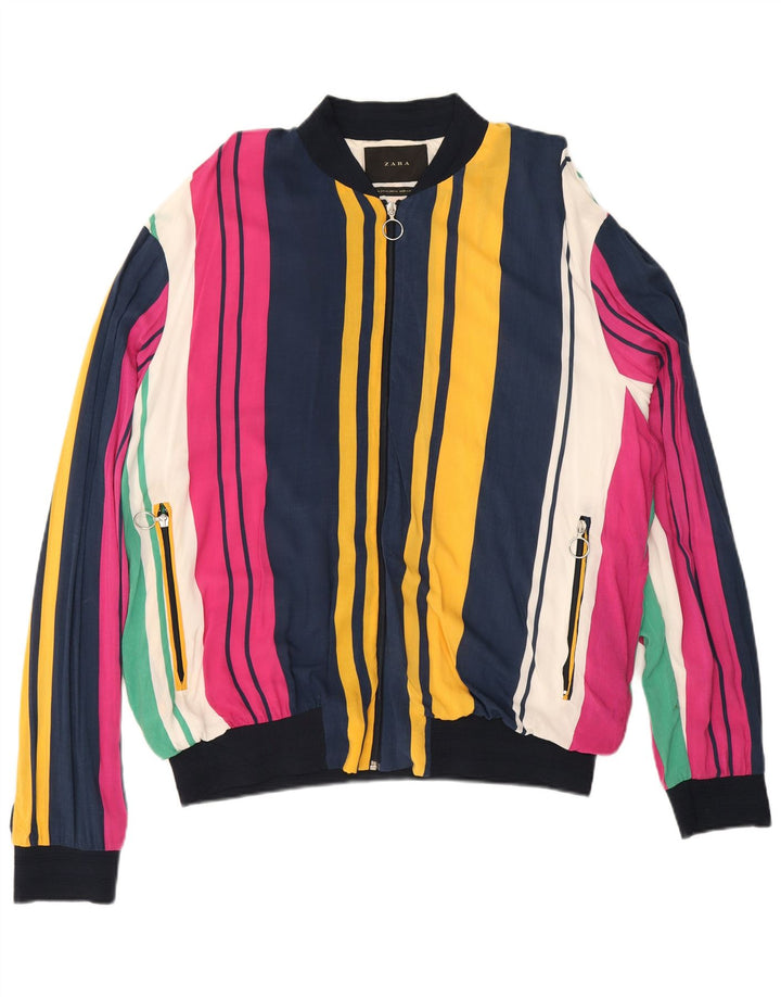 Zara Herren Bomberjacke UK 42 XL Mehrfarbig gestreift