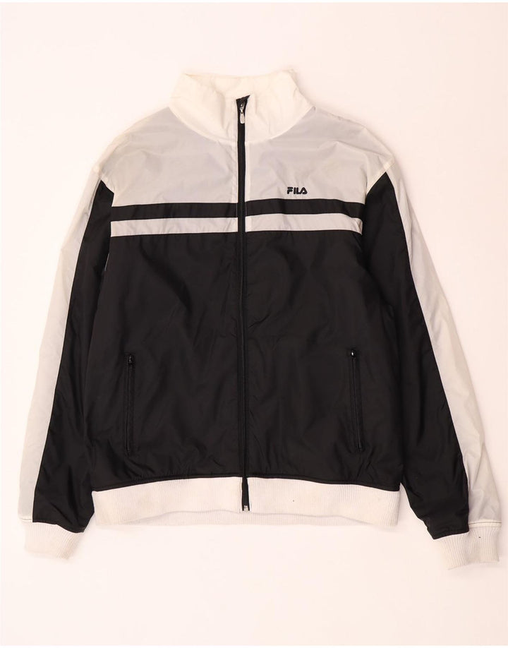 Fila Herren Bomberjacke UK 40 Large Schwarz Colourblock Polyamid