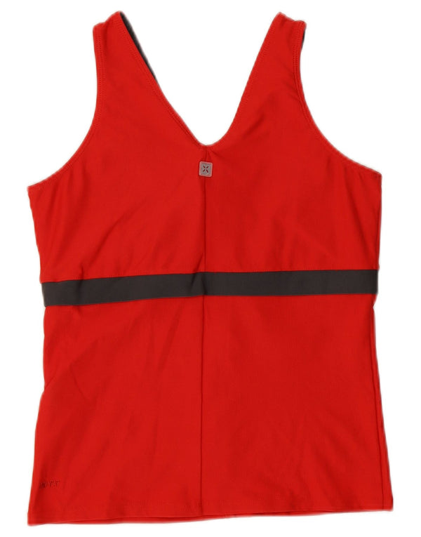 Nike Damen Dri Fit Weste Top UK 14/16 Großes rotes Colourblock-Polyester