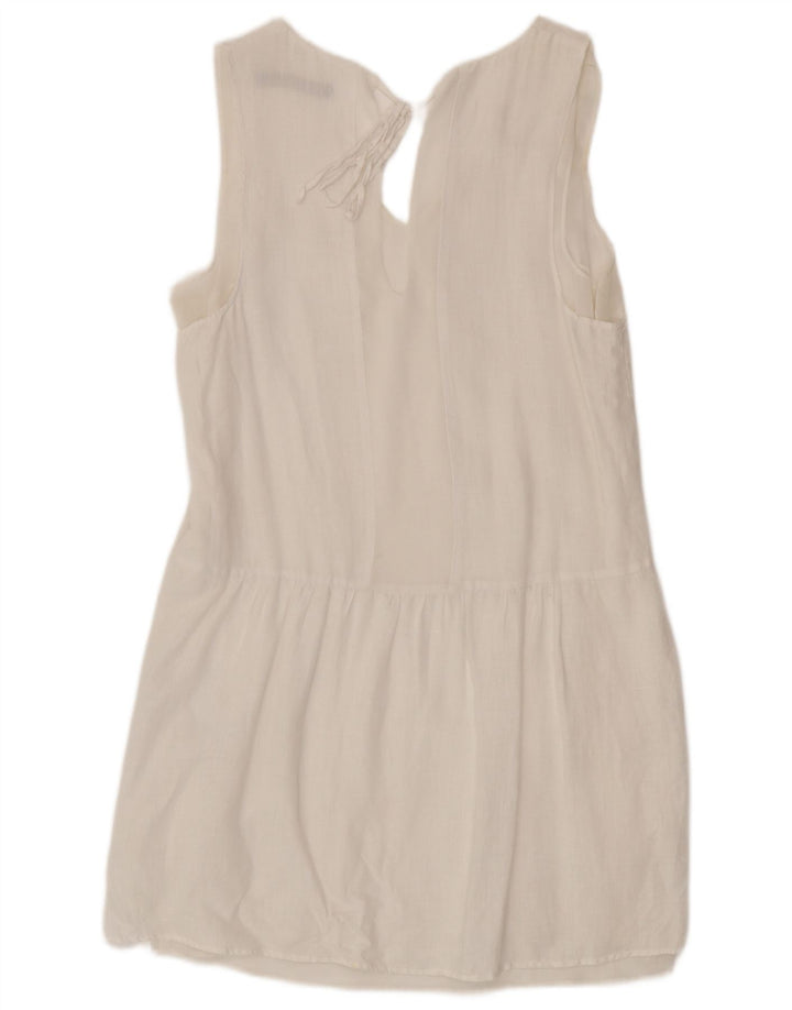 Ärmelloses Etuikleid für Damen von Zara, Gr. 10, Größe S, Weiß, Leinen
