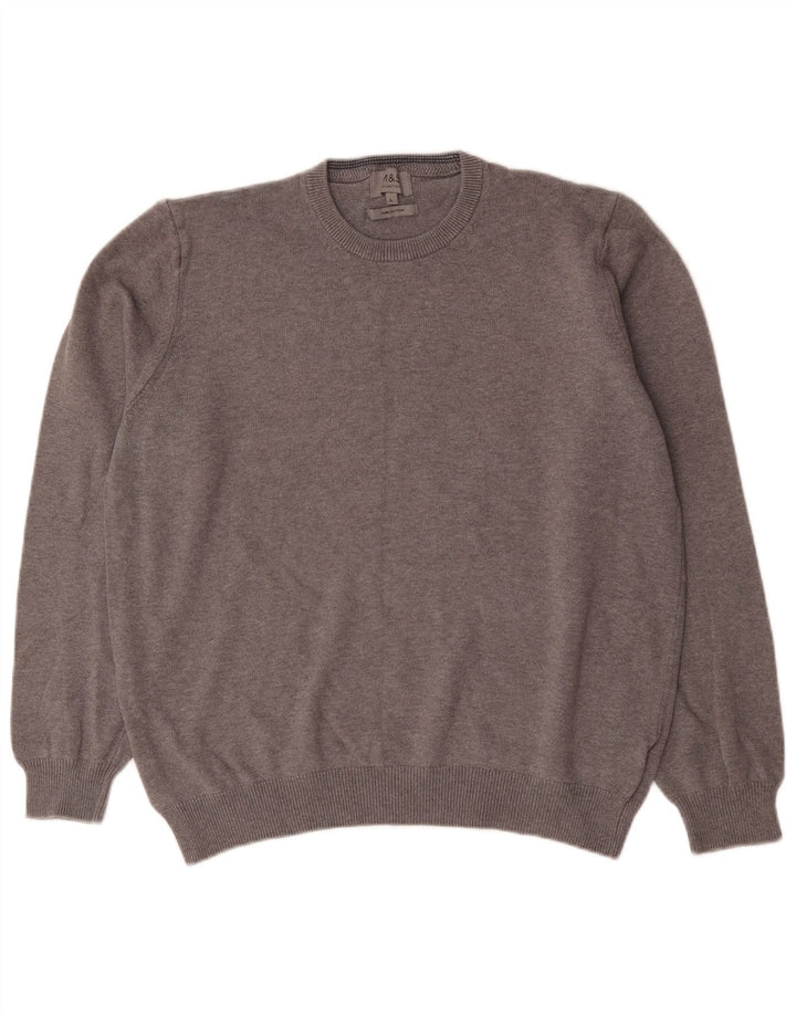 Marks & Spencer Herren-Pullover mit Rundhalsausschnitt, Größe L, aus grauer Baumwolle