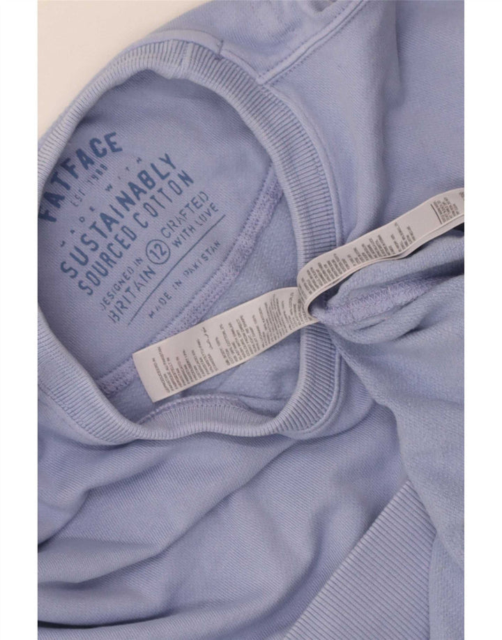 Fat Face Damen-Sweatshirt-Pullover UK 12 Mittelblaue Baumwolle