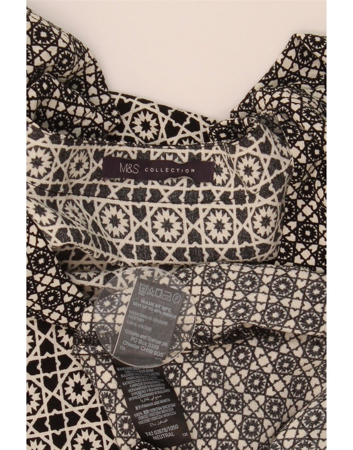 MARKS & SPENCER Damen Etuikleid UK 14 Große schwarze geometrische Viskose