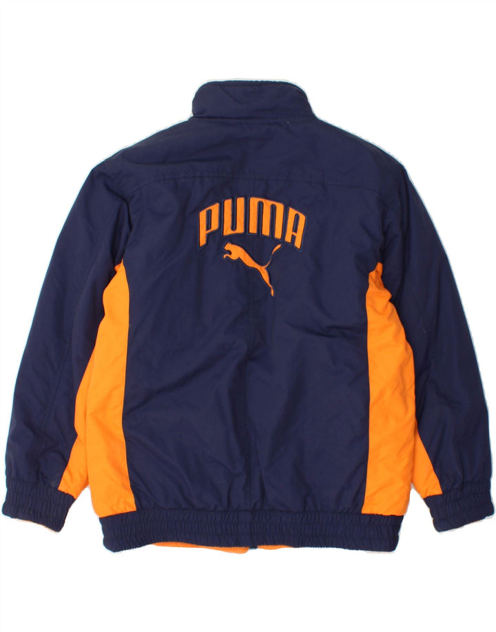 PUMA Boys Graphic Reversible Jacket 10-11 Years Navy Blue Colourblock Vintage Puma and Second-Hand Puma from Messina Hembry 