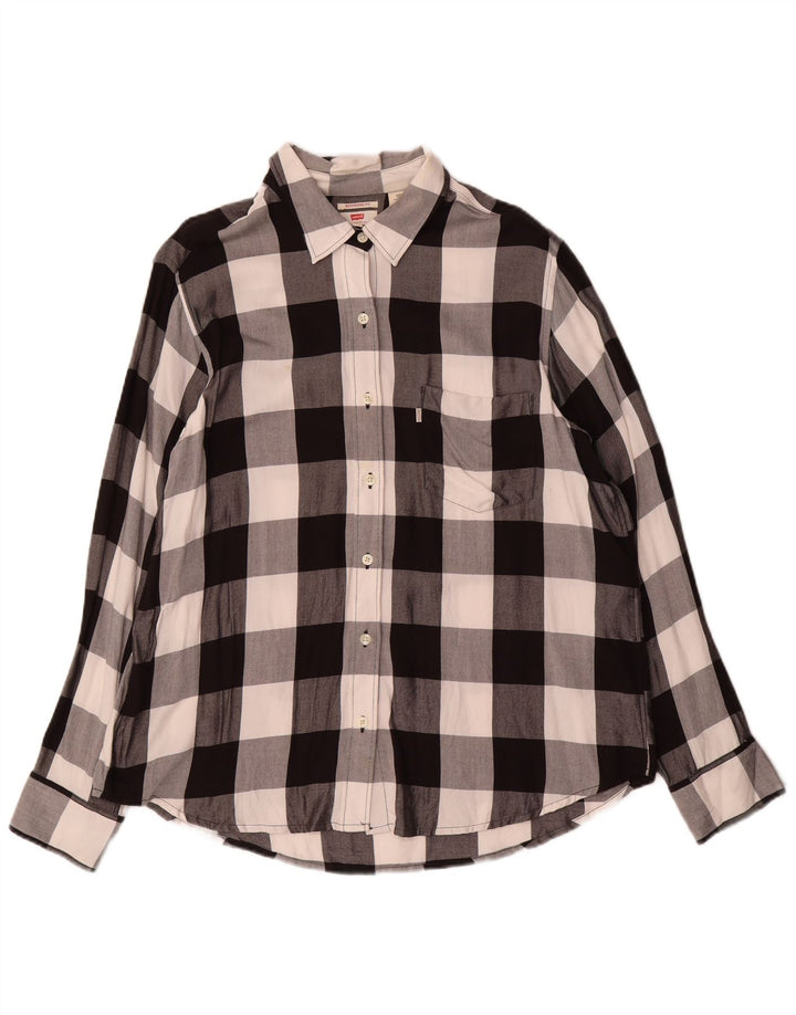 Levi's Boyfriend-Flanellhemd für Damen, UK 16, Größe L, schwarz, kariert