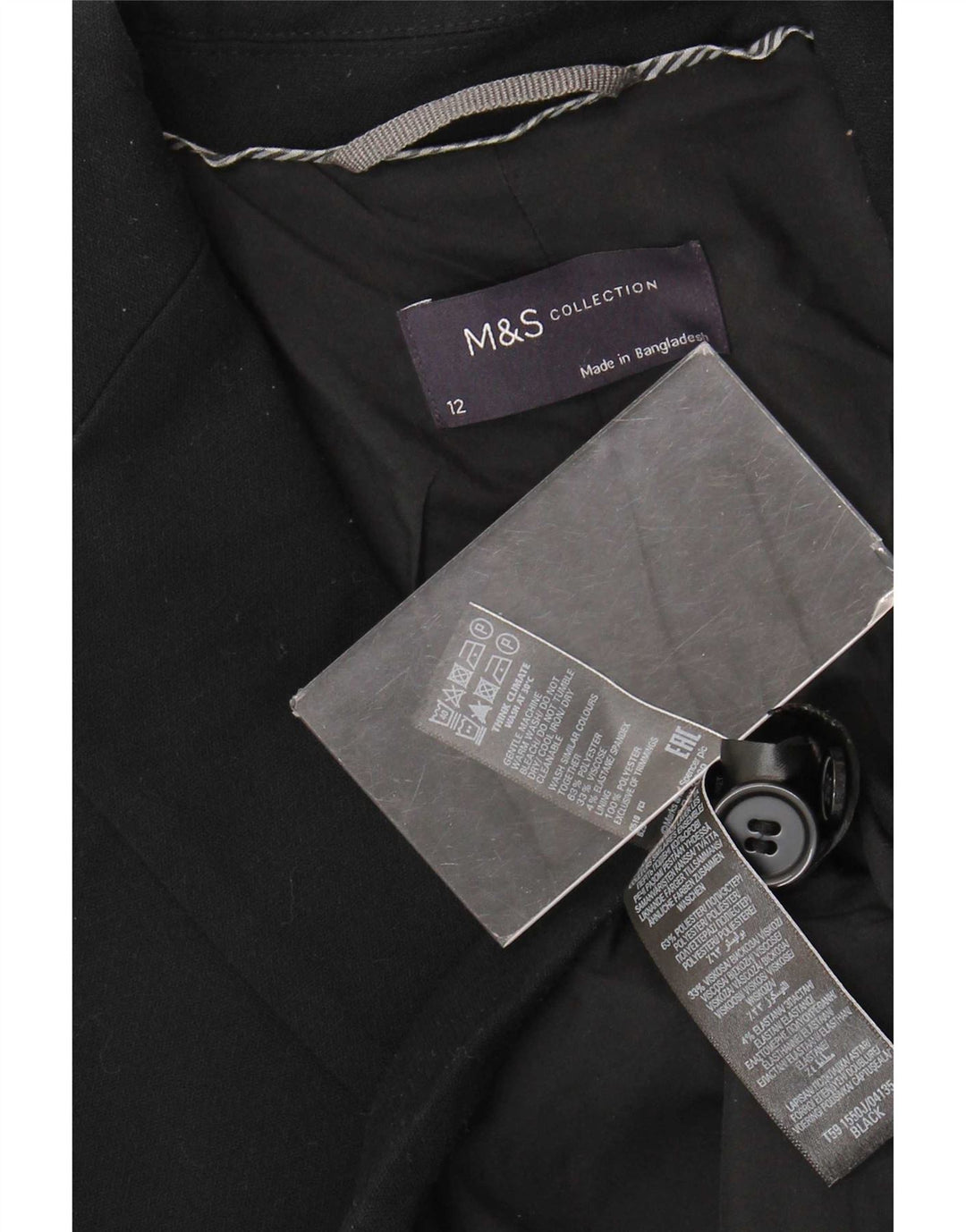 Marks & Spencer Damen-Blazerjacke mit 2 Knöpfen, UK 12, Mittelschwarz, Polyester