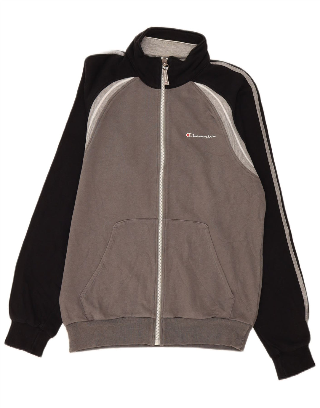 Champion Herren-Trainingsanzug-Oberjacke, Mittelgrau, Farbblock