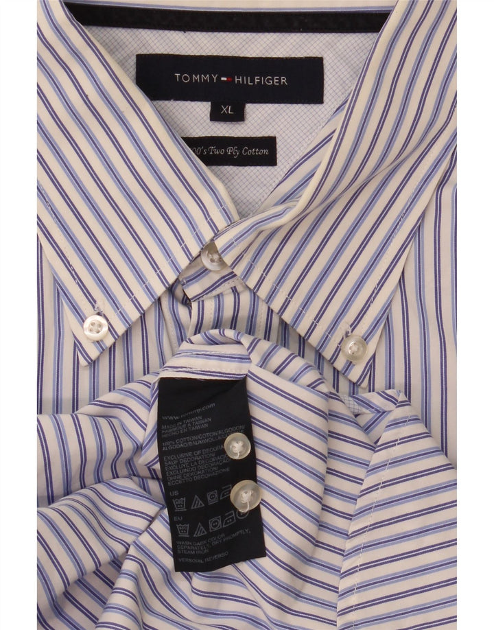Tommy Hilfiger Herrenhemd XL blau gestreift aus Baumwolle