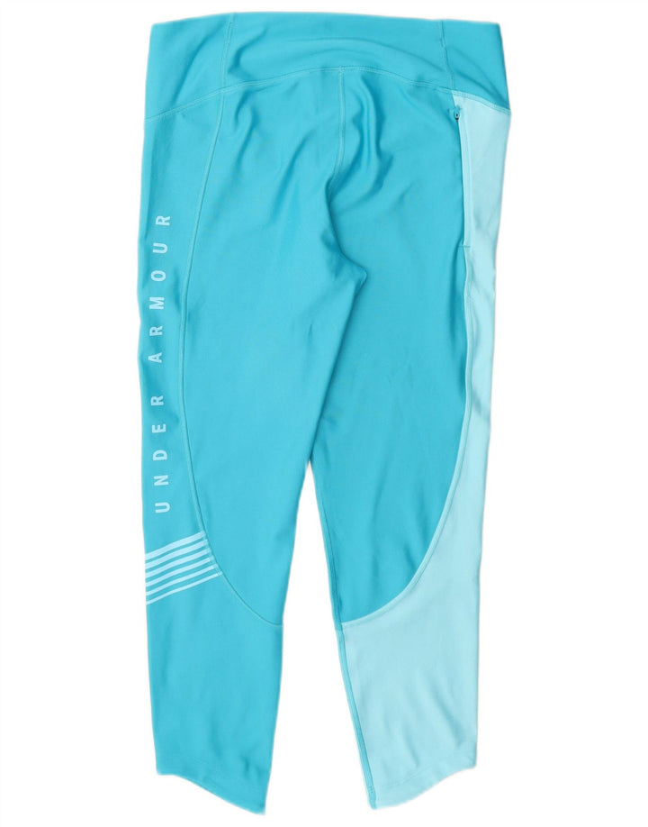 Under Armour Damen Heat Gear Graphic Leggings UK 14 Large Blau Polyester