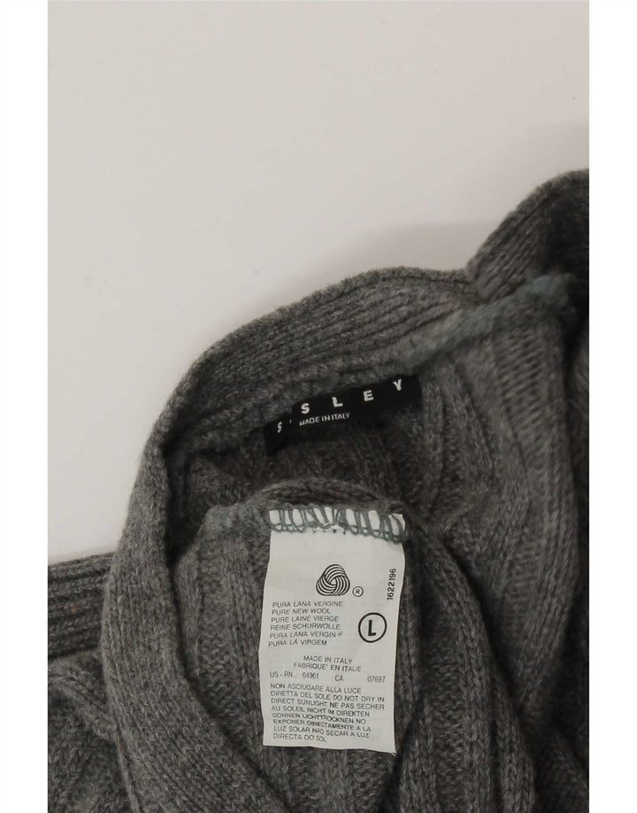 Sisley Herren-Cardigan-Pullover, große graue Wolle