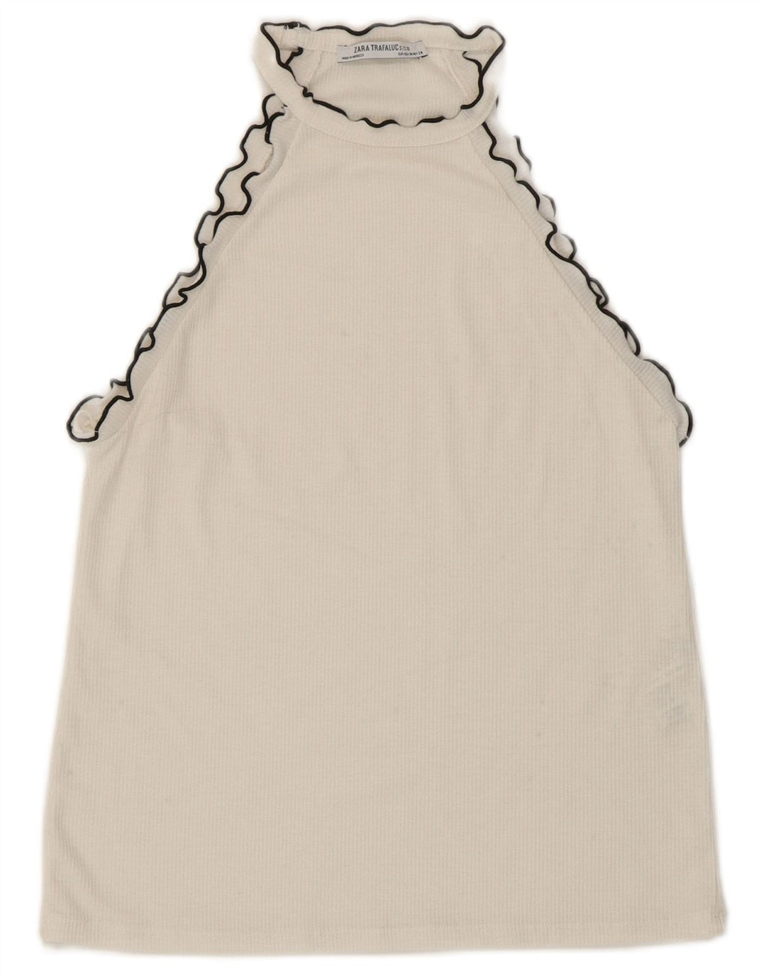 Zara Damen Crop Neckholder Top UK 12 Mittelweiße Baumwolle