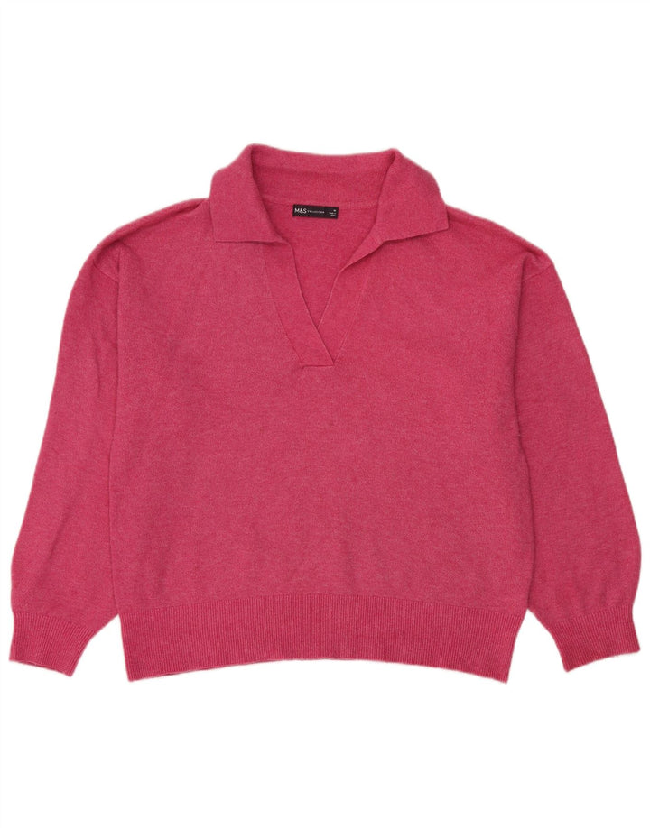 Marks & Spencer Damen-Pullover, übergroß, Rollkragenpullover, Gr. 14, Mittelrosa