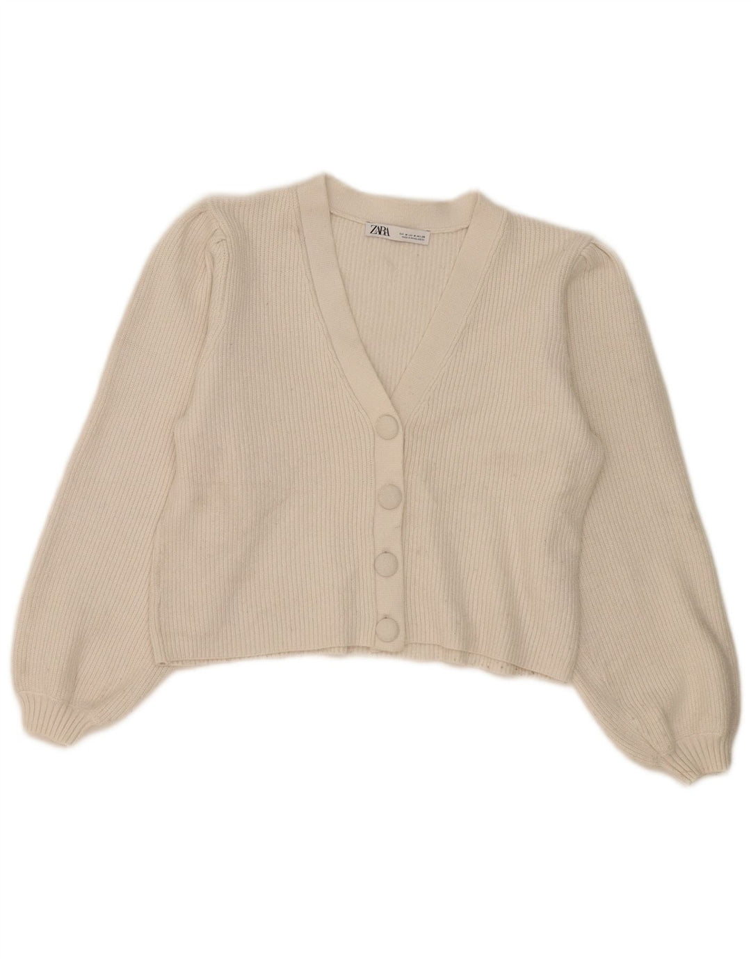 Zara Damen Crop Cardigan Pullover UK 14 Mittelweiße Viskose