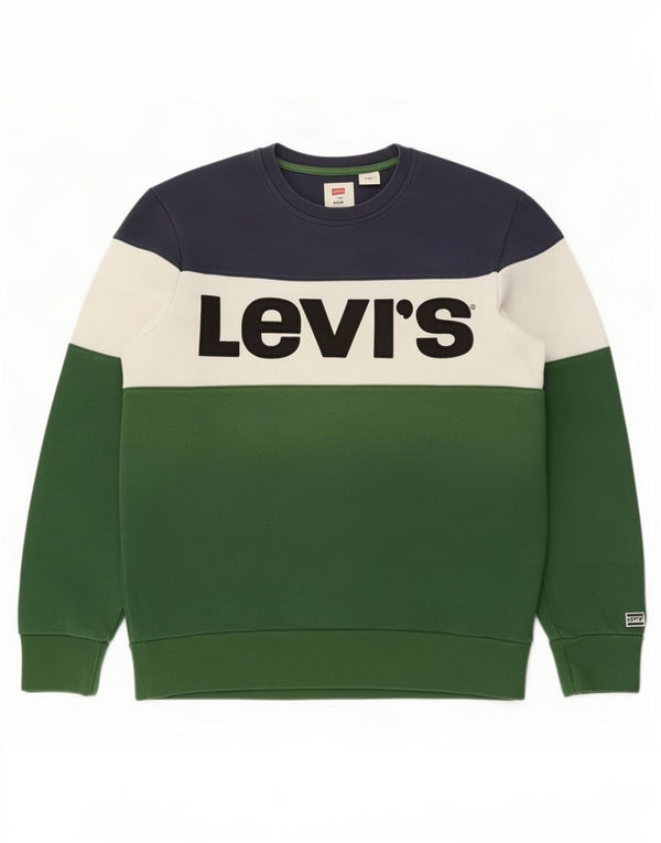 Levi's Mens Sweatshirt Jumper Medium Multicoloured Colourblock Cotton