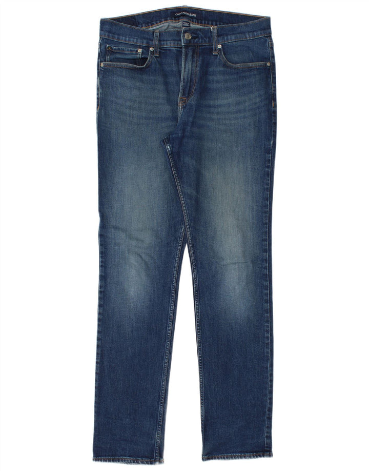 Calvin Klein Herren Slim Jeans W32 L34 Blaue Baumwolle
