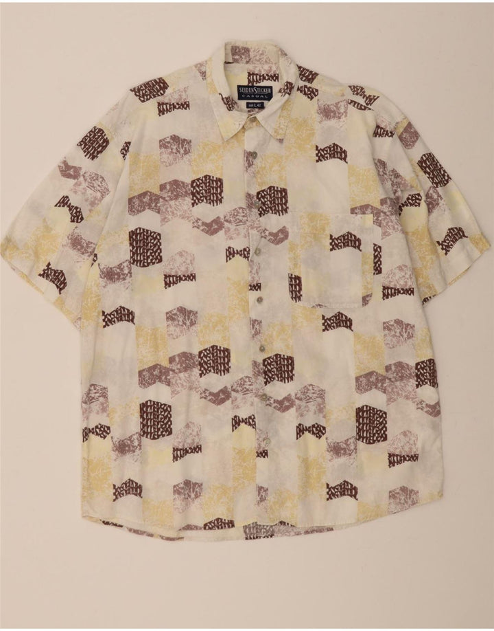 SEIDENSTICKER Mens Short Sleeve Shirt Size 42 Large Beige Patchwork Vintage Seidensticker and Second-Hand Seidensticker from Messina Hembry 