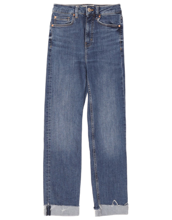 Marks & Spencer Damen High Rise Straight Jeans UK 6 XS W24 L26 Blaue Baumwolle