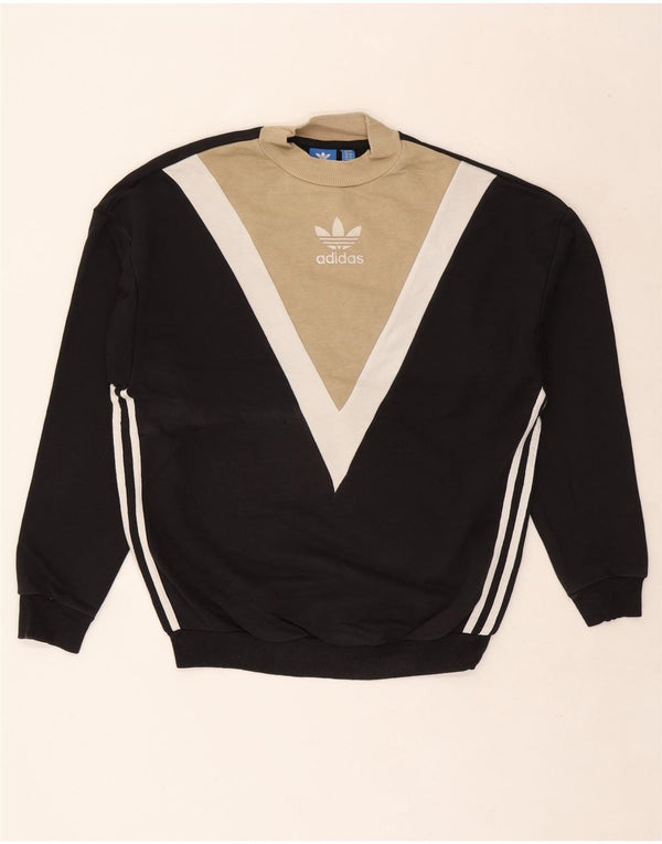 Adidas Damen Grafik-Sweatshirt-Pullover UK 12 Mittelschwarz Farbblock