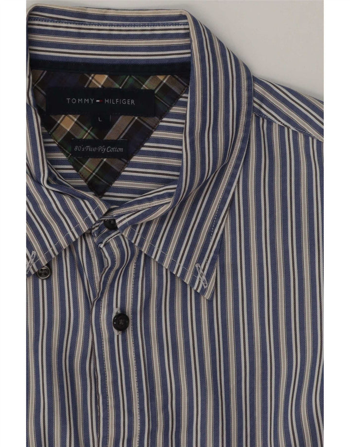 Tommy Hilfiger Herrenhemd, groß, blau gestreift, Baumwolle