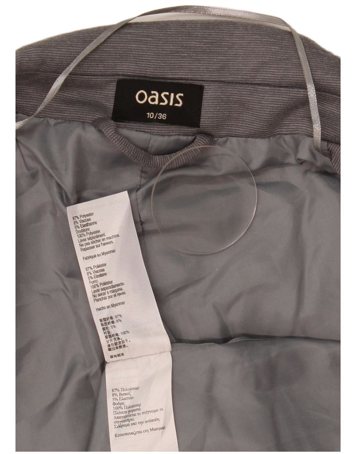 Offene Blazer-Jacke für Damen von Oasis, Gr. 10, Größe S, Grau, Nadelstreifen, Polyester