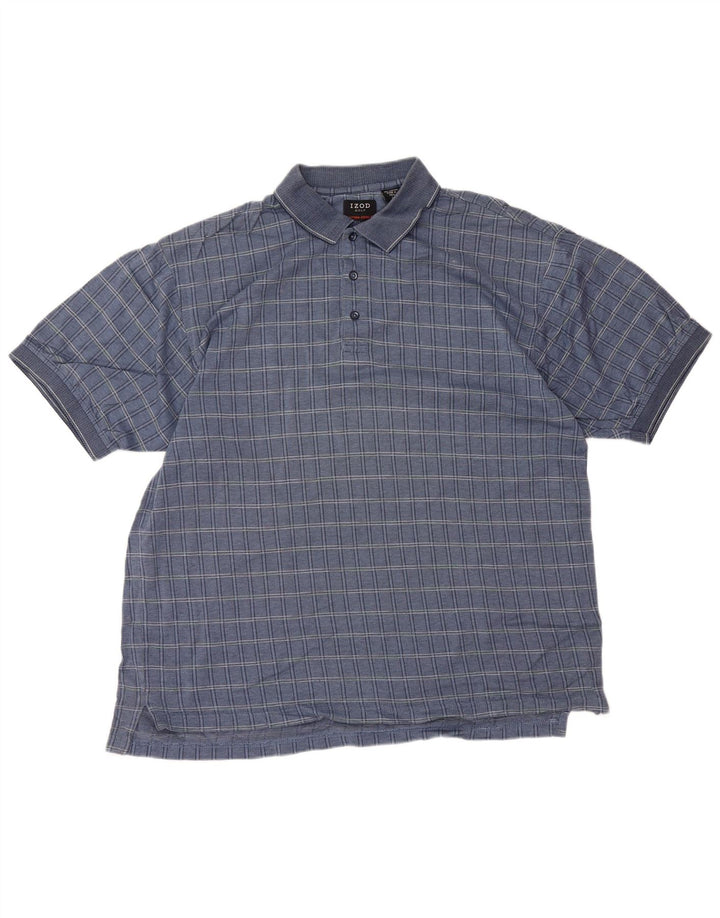 IZOD Herren-Poloshirt, groß, blau kariert, Baumwolle