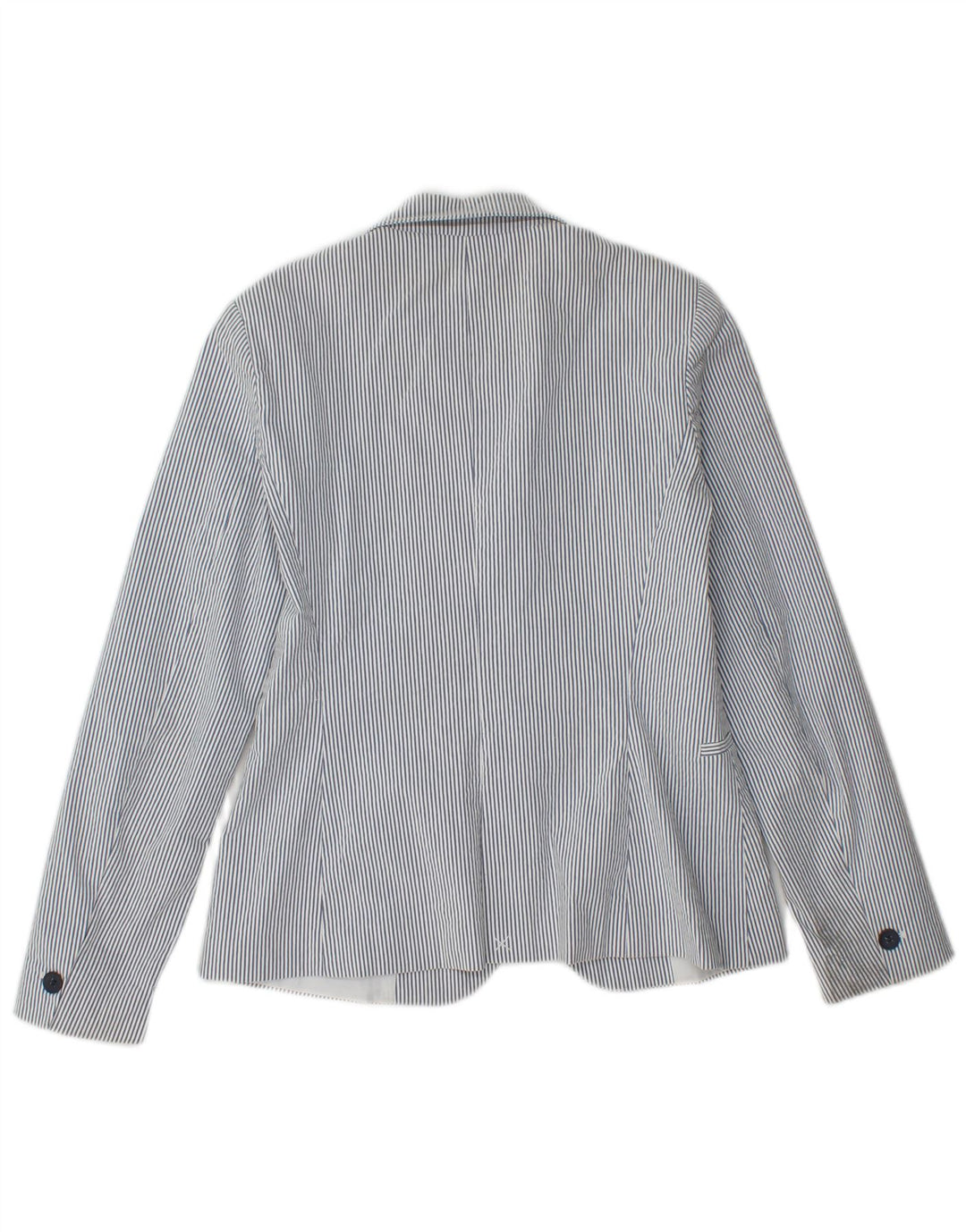 Zara Damen-Blazer mit 1 Knopf, EU 36, kleine blaue Nadelstreifen-Baumwolle
