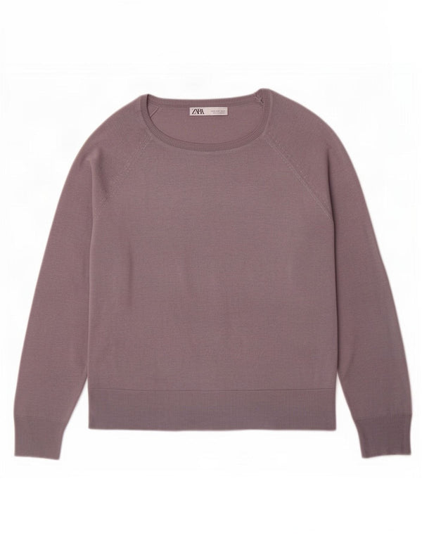 Zara Damen-Pullover mit U-Boot-Ausschnitt, Gr. 14, Mittelgrau