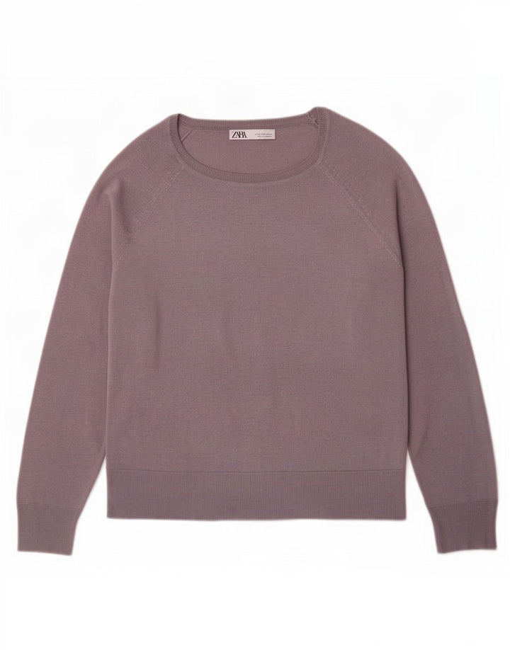 Zara Damen-Pullover mit U-Boot-Ausschnitt, Gr. 14, Mittelgrau