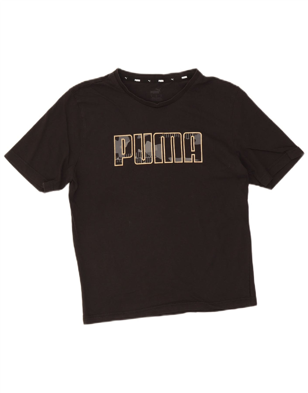 Puma Damen Graphic T-Shirt Top UK 14 Medium Schwarz