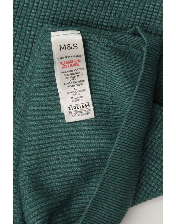 Marks & Spencer Herren-Pullover mit Rundhalsausschnitt, groß, grün, Polyester