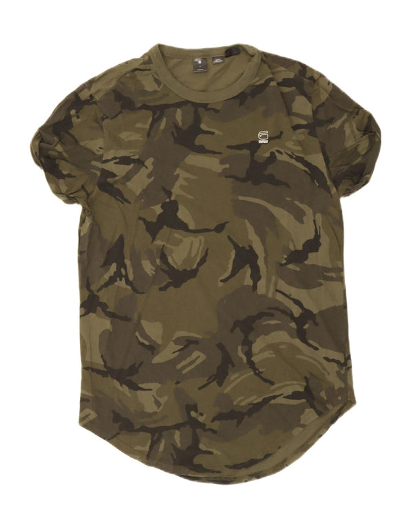 G-STAR Herren T-Shirt-Oberteil aus mittelgrüner Camouflage-Baumwolle