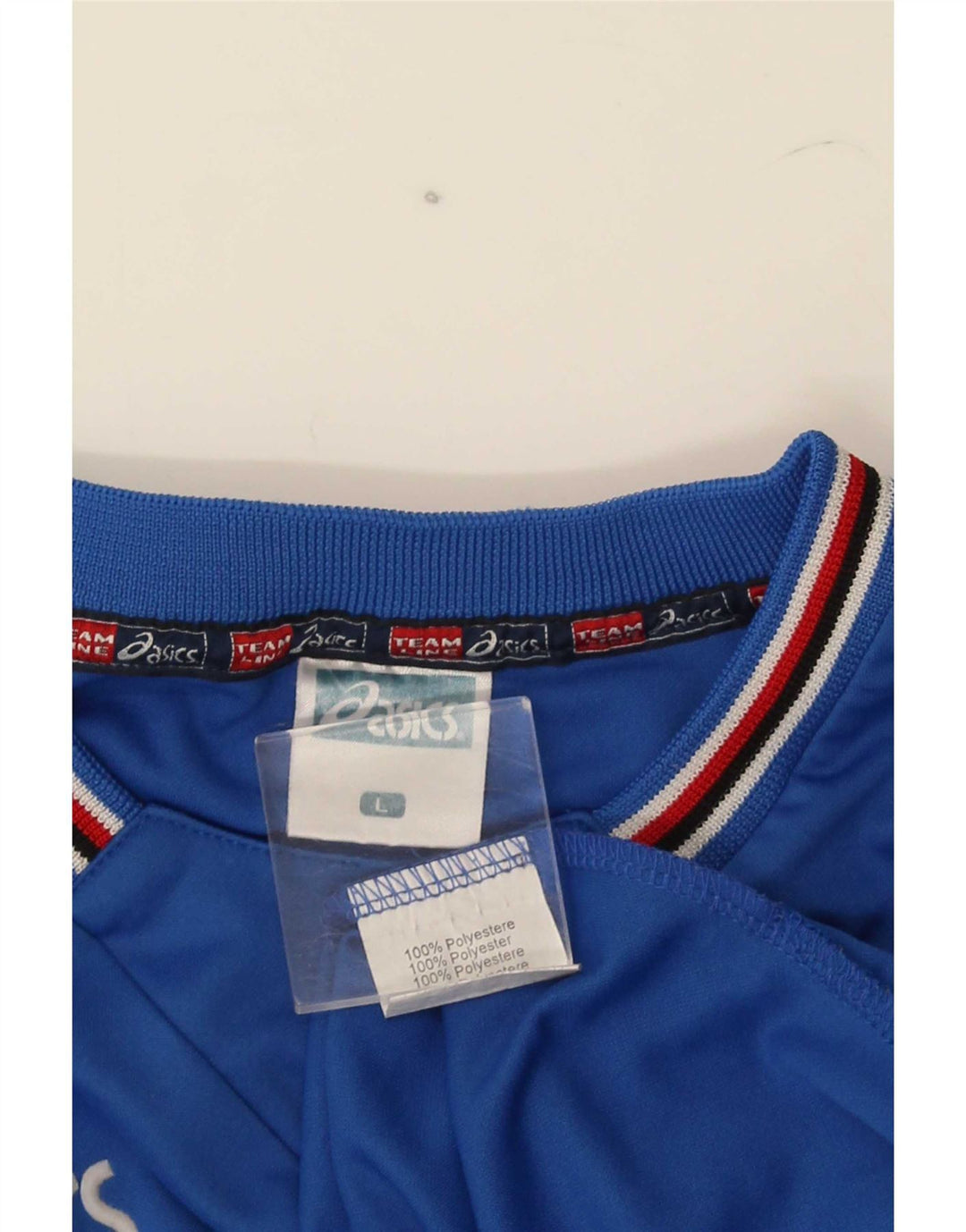 Asics Herren Grafik-Oberteil, langärmelig, groß, blau gestreift, Polyester