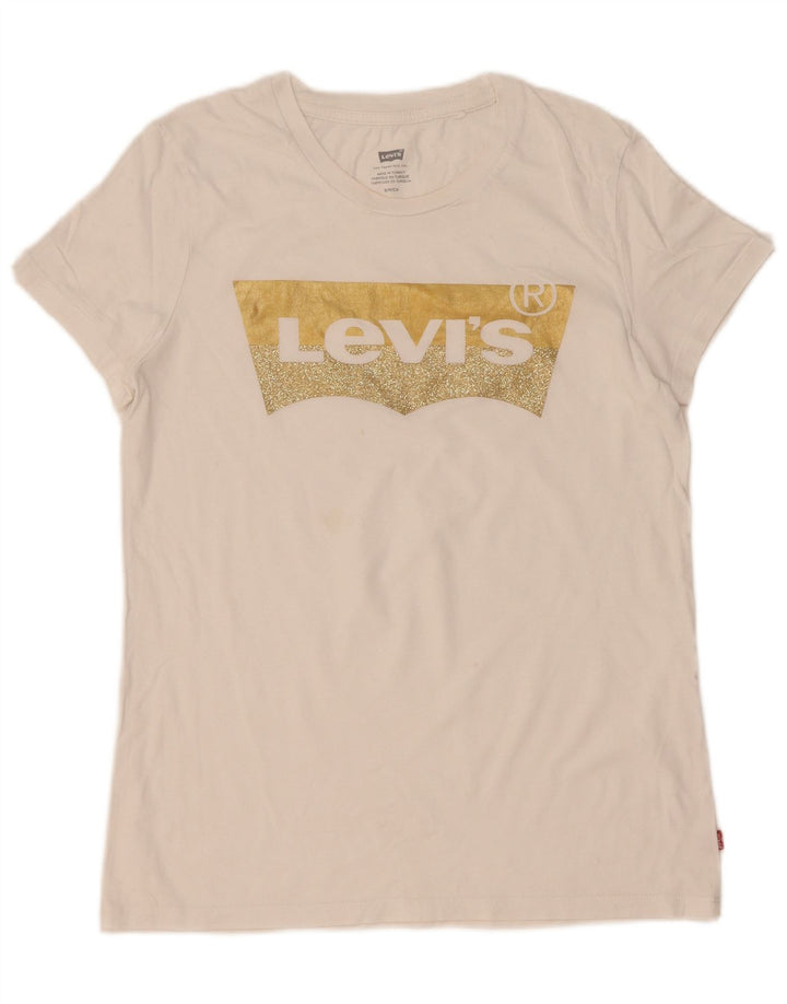 Levi's Damen-T-Shirt mit Grafik, UK 10, Größe S, Weiß