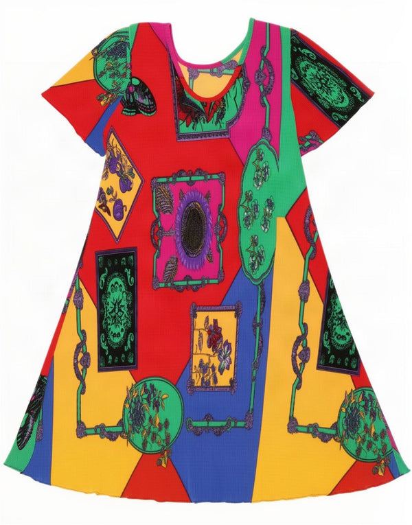 Vintage Womens A-Line Dress UK 12 Medium Multicoloured Patchwork