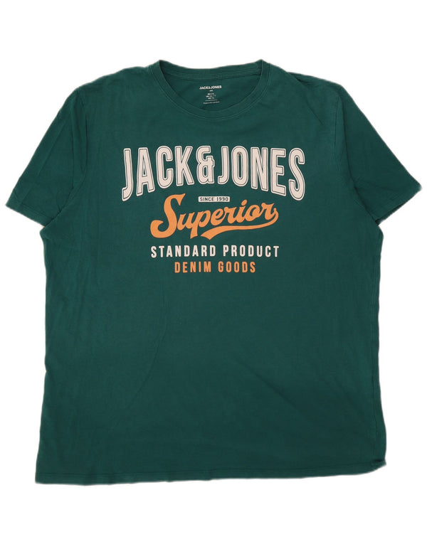 Jack & Jones Herren Grafik-T-Shirt-Oberteil XL aus grüner Baumwolle