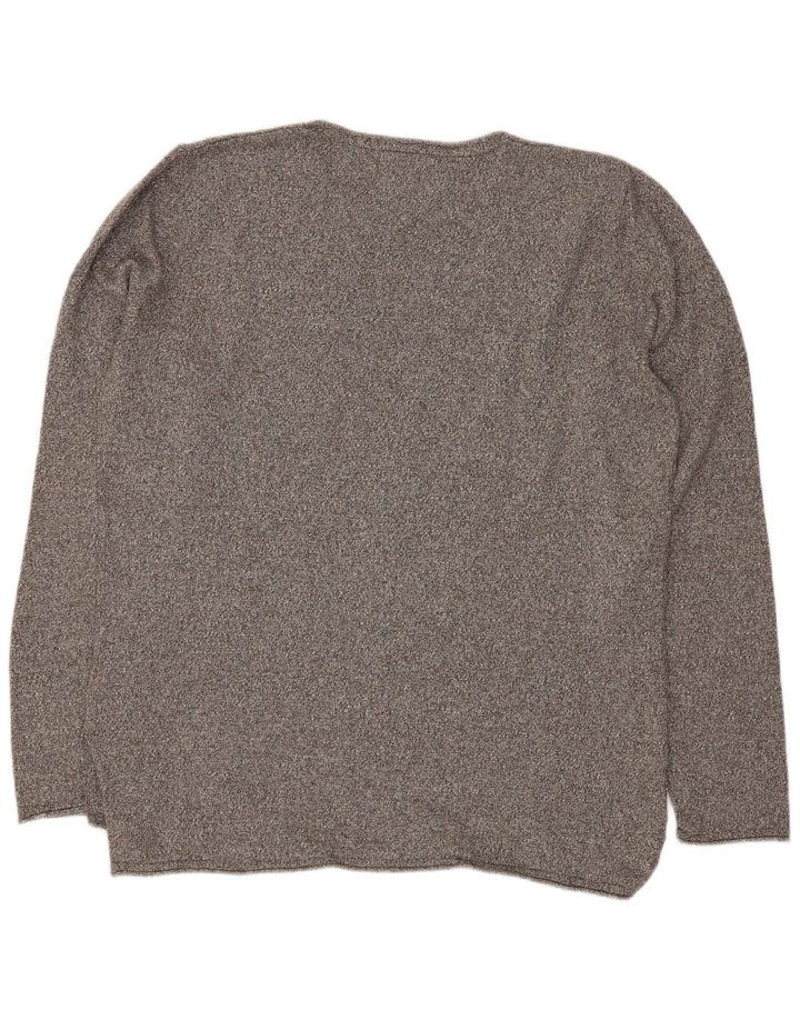 Tommy Hilfiger Herren-Pullover mit Rundhalsausschnitt, mittelgrau gefleckte Baumwolle