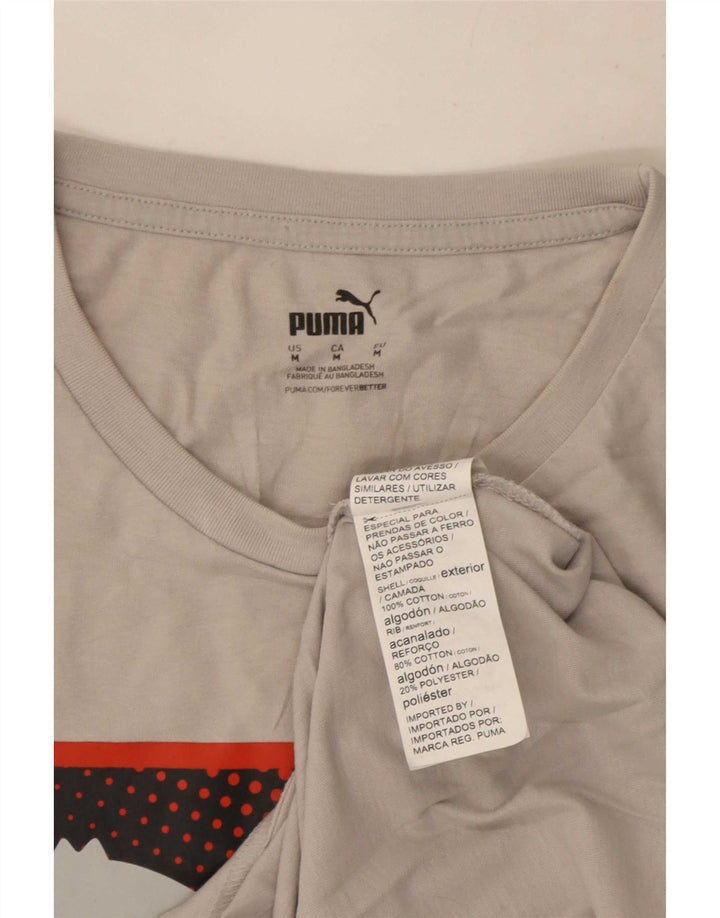 Puma Herren Grafik-T-Shirt-Oberteil aus mittelgrauer Baumwolle