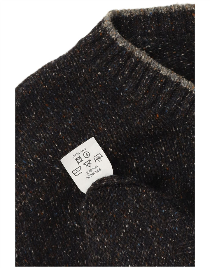 Vintage Herren-Pullover mit Zigarette und Grafik, V-Ausschnitt, mittelgrau meliert