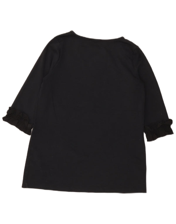 Marks & Spencer Damen-Tunika-Oberteil mit 3/4-Ärmeln, UK-Größe 12, mittelschwarz, Baumwolle