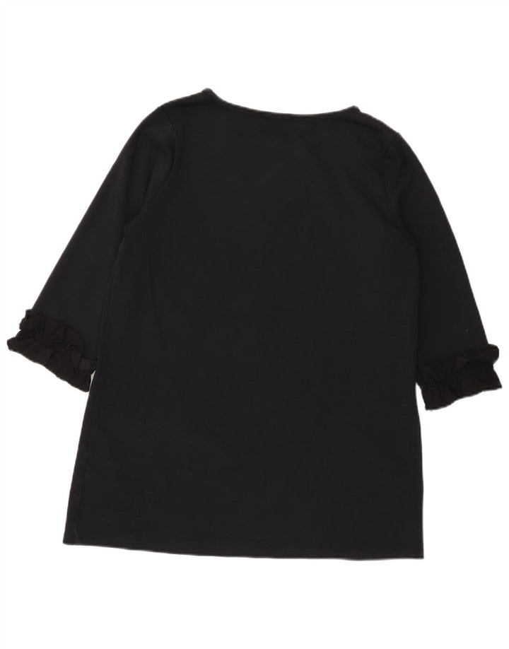 Marks & Spencer Damen-Tunika-Oberteil mit 3/4-Ärmeln, UK-Größe 12, mittelschwarz, Baumwolle
