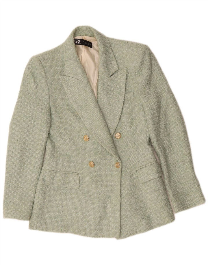 Zweireihiger Blazer für Damen von ZARA, Gr. 12, Mittelgrün, Acryl